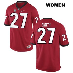 Women's Georgia Bulldogs NCAA #27 KJ Smith Nike Stitched Red Authentic College Football Jersey UOQ3154FX